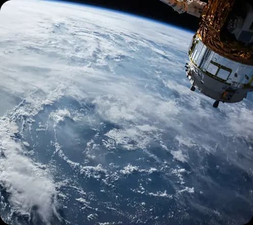 Earth observation from space showing satellite and planet Earth